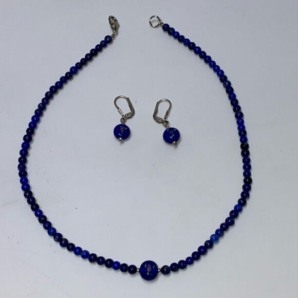 Sea of Ice Precious Gemstone Necklace and Earrings - Picture 2 of 5